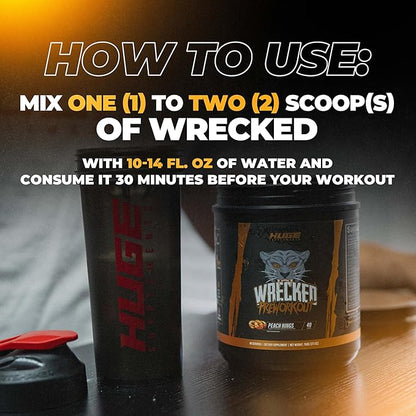 Wrecked Pre Workout Powder, Advanced Formula, Boosts Energy, Focus, Pumps & Performance, 10g