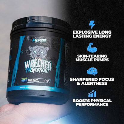 Wrecked Pre Workout Powder, Advanced Formula, Boosts Energy, Focus, Pumps & Performance, 10g