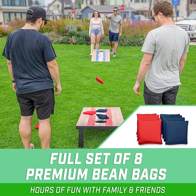 GoSports Portable Cornhole Sets, 8 Styles – Choose 4 x 2 ft or 3 x 2 ft - Boards Include 8 Bean
