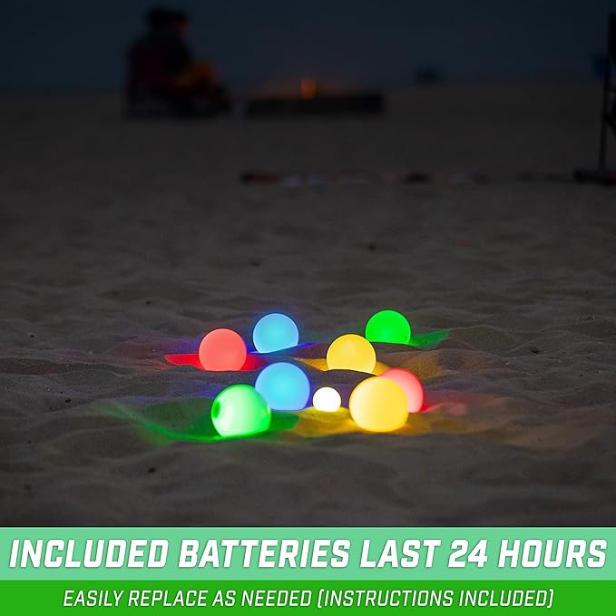 GoSports LED Bocce Ball Game Set - Includes 8 Light Up Bocce Balls, Pallino, Case and Measuring