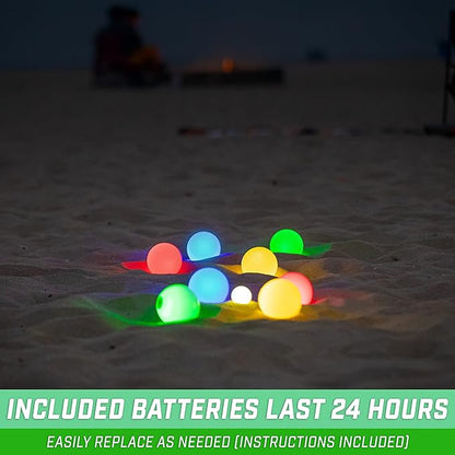 GoSports LED Bocce Ball Game Set - Includes 8 Light Up Bocce Balls, Pallino, Case and Measuring