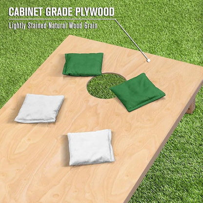 GoSports Regulation Size Wooden Cornhole Set with Natural Wood Finish - Includes Carrying Case
