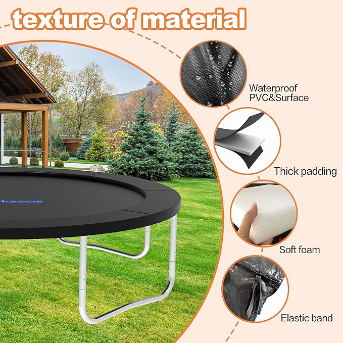Trampoline Pad 10ft 12ft 14ft 15ft 16ft Trampoline Replacement Safety Pad, Waterproof and