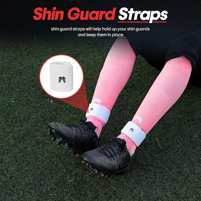Soccer Grip Socks, Shin Guards, Pre Cut Sock Sleeves, and Guard Straps Bundle Pack - Essential