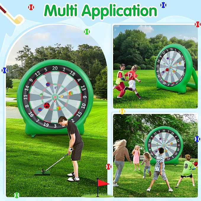 6FT Inflatable Dartboard, Giant Kick Darts Soccer Darts Golf & Throw Dart with Air Pump, Giant