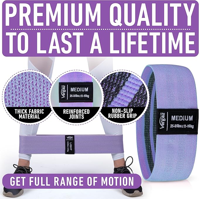 Resistance Bands for Working Out with Workout Bands Guide. 4 Booty Bands for Women Men Fabric
