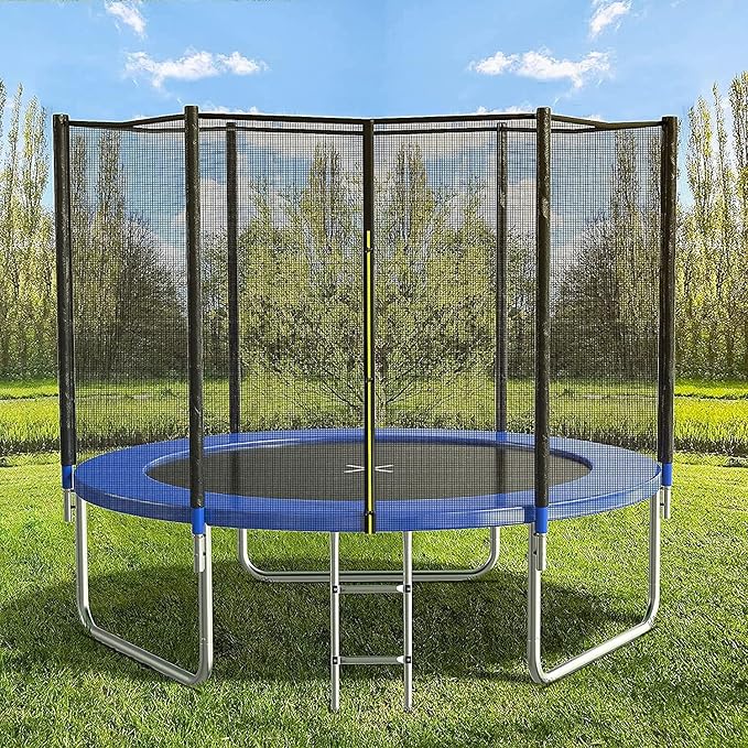 AOTOB 8FT 10FT 12FT 14 FT 15FT Trampoline with Safety Enclosure Net，Outdoor Trampoline with