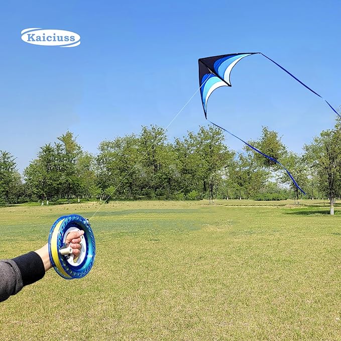 Large Delta Kite Easy to Fly with Kite Reel Set, Beach Kite & Kite Spool for Kids & Adults, Single