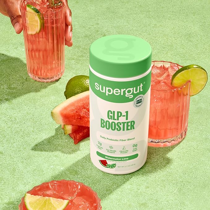 Supergut Gut Healthy Flavored GLP-1 Booster, Watermelon Lime - High Fiber GLP-1 Supplement Powder