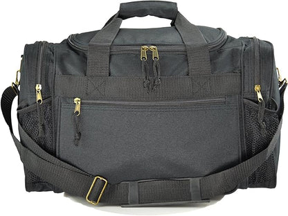 DALIX 17" Duffle Bag Dual Front Mesh Pockets (Black Gold Gray Dark Green Navy Blue Maroon Royal