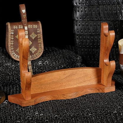Mythrojan Solid Wood Sword Stand Wall Mount Display Rack for Medieval, Samurai, Katana & Knife