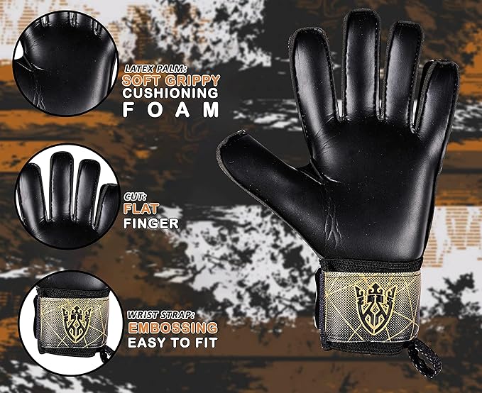 Soccer Goalie Goalkeeper Gloves for Kids Boys Youth & Adult,Latex Strong Grip Palms with Removable
