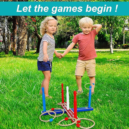 Premium Wooden Ring Toss Game Set - Win SPORTS Throwing Game Indoor Outdoor Games for Kids &