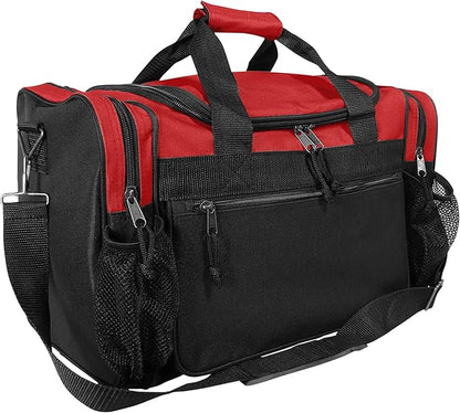 DALIX 17" Duffle Bag Dual Front Mesh Pockets (Black Gold Gray Dark Green Navy Blue Maroon Royal
