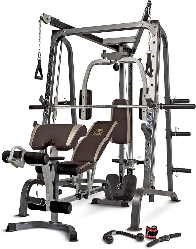 MARCY Smith Cage Workout Machine Full Body StrengthTraining Home Gym Equipment System with Leg