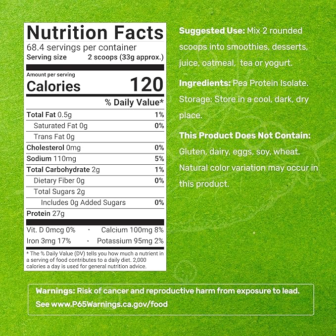 Unflavored Pea Protein Powder, 5lbs ??Premium North American Grown Peas ??Easily Digested Isolate