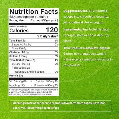 Unflavored Pea Protein Powder, 5lbs ??Premium North American Grown Peas ??Easily Digested Isolate