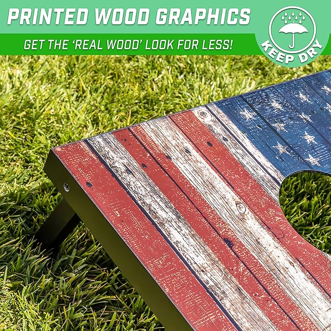 GoSports Portable Cornhole Sets, 8 Styles – Choose 4 x 2 ft or 3 x 2 ft - Boards Include 8 Bean