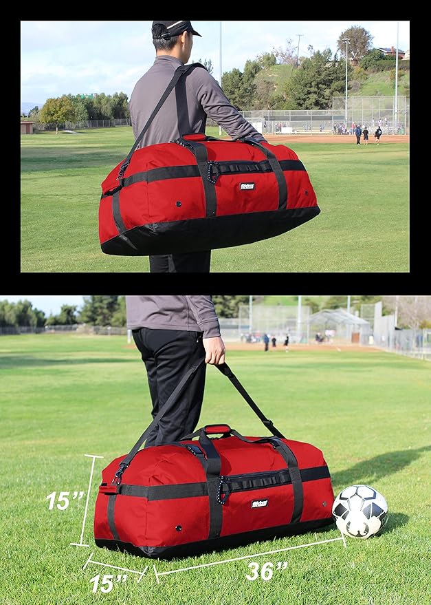 Fitdom 132L 36" Heavy Duty Extra Large Sports Gym Equipment Travel Duffel Bag W/Adjustable Shoulder