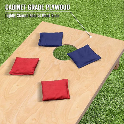 GoSports Regulation Size Wooden Cornhole Set with Natural Wood Finish - Includes Carrying Case