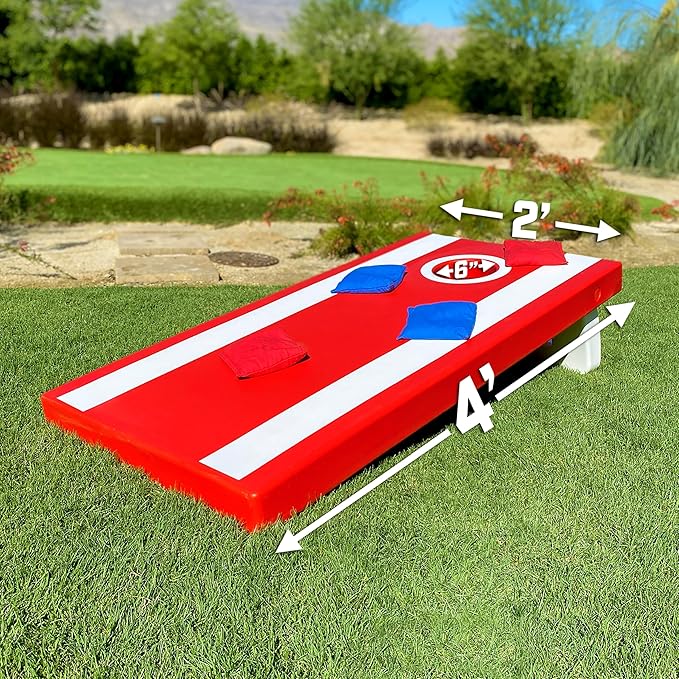 GoSports 4 x 2 ft All Weather Cornhole Boards - American Flag, Red, or Blue - Game Set Includes 8