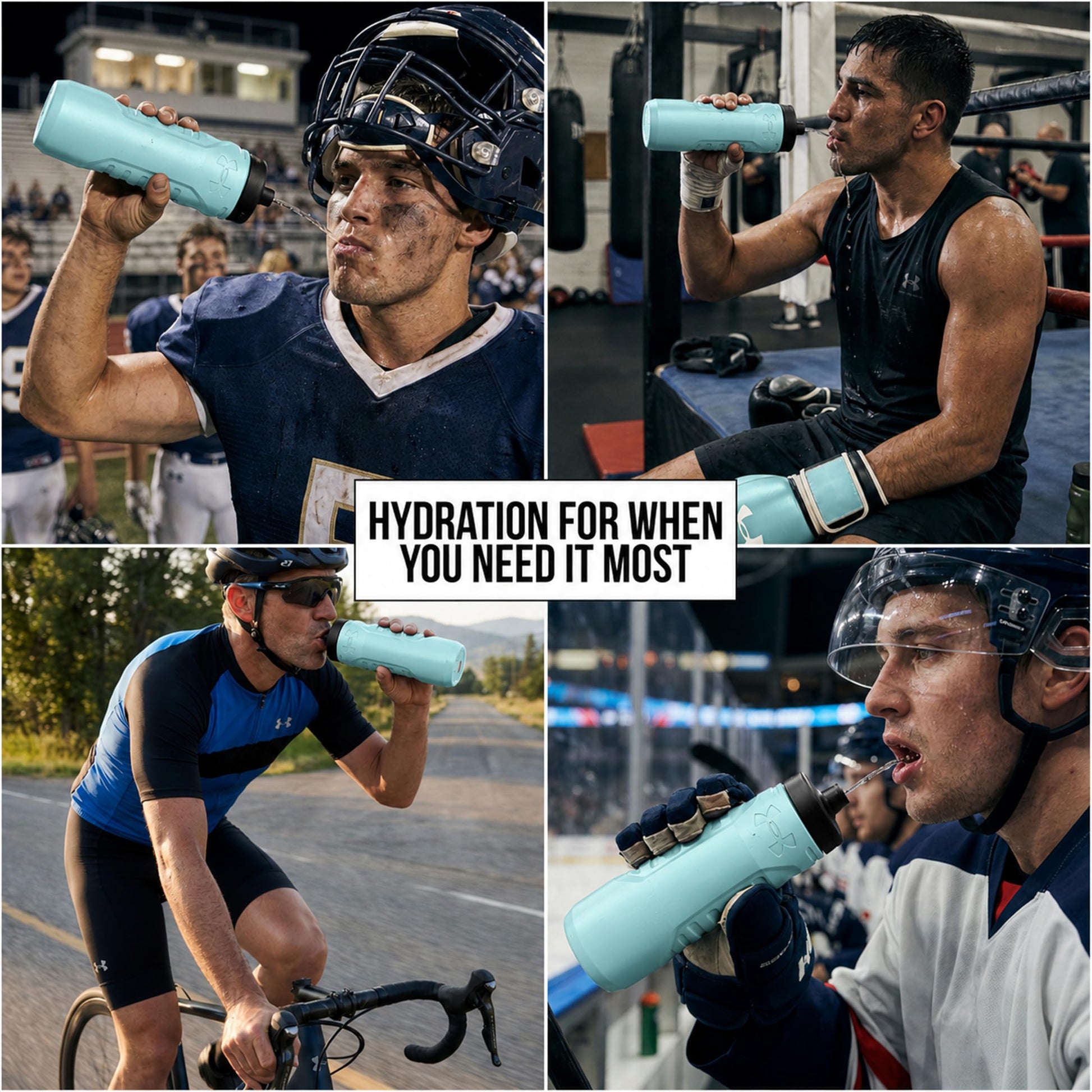 Under Armour Squeeze Water Bottles, 32 oz Water Bottles, Sideline Sports Water Bottle with