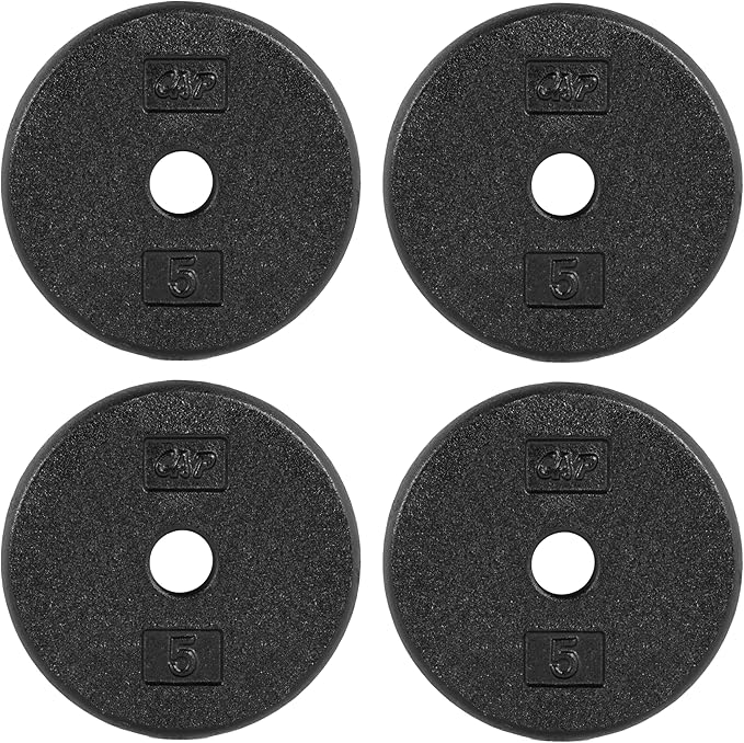 CAP Barbell Standard 1-Inch Cast Iron Weight Plates - Singles & Sets | 1.25-50 lbs | Multiple
