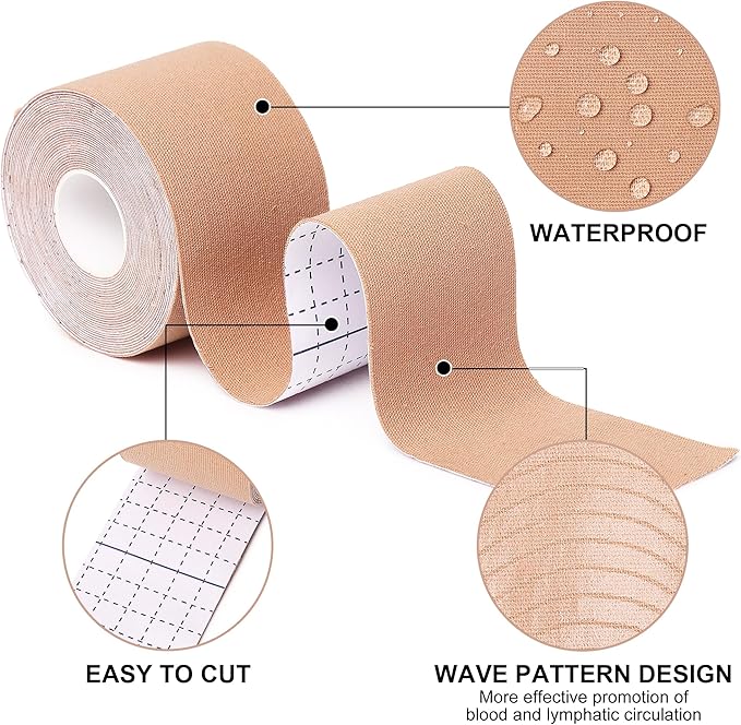 Kinesiology Tape 6 Rolls, Waterproof Kinetic Tape Muscle Tape for Injured Muscle Recovery & Joints