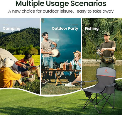 HIGH POINT SPORTS 2 Pack Portable Camping Chair for Adults, Folding Outdoor Camp Chair Lightweight
