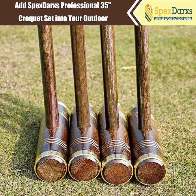 35’’ Six Player Croquet Game, Croquette Set with Premium Wooden Mallets/Colored