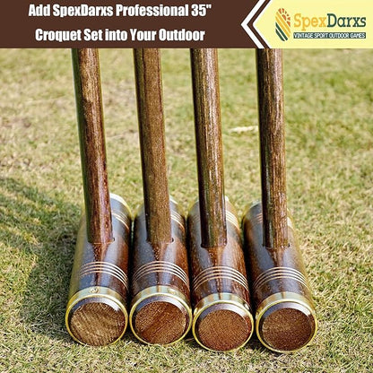 35’’ Six Player Croquet Game, Croquette Set with Premium Wooden Mallets/Colored