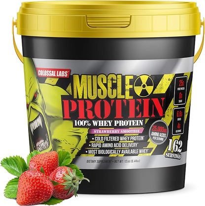 Muscle Protein Whey Powder [12 lbs/Pack of 1]??Cold Filtered, 25g Pure Protein, 6.6g BCAAs