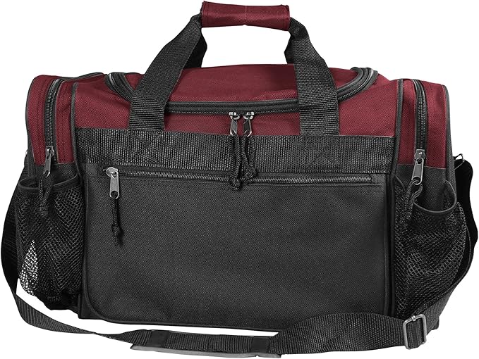 DALIX 17" Duffle Bag Dual Front Mesh Pockets (Black Gold Gray Dark Green Navy Blue Maroon Royal