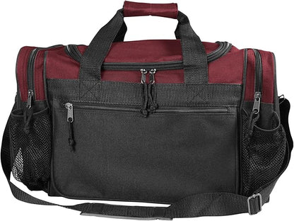 DALIX 17" Duffle Bag Dual Front Mesh Pockets (Black Gold Gray Dark Green Navy Blue Maroon Royal