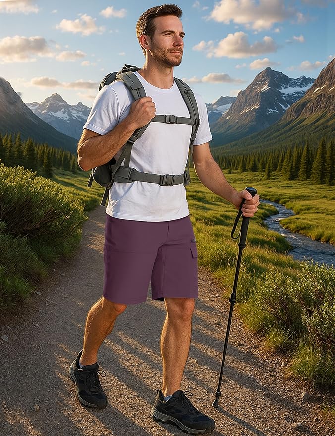 CRYSULLY Men's Hiking Cargo Shorts Outdoor Summer Lightweight Quick Dry Work Casual Shorts with 5