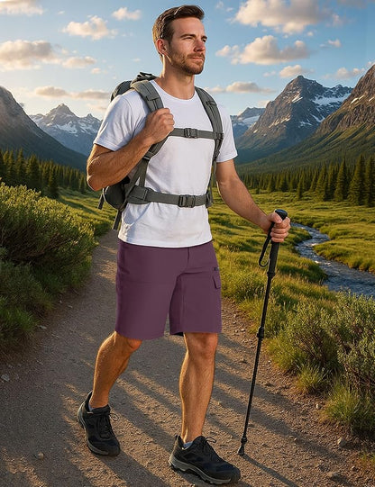 CRYSULLY Men's Hiking Cargo Shorts Outdoor Summer Lightweight Quick Dry Work Casual Shorts with 5