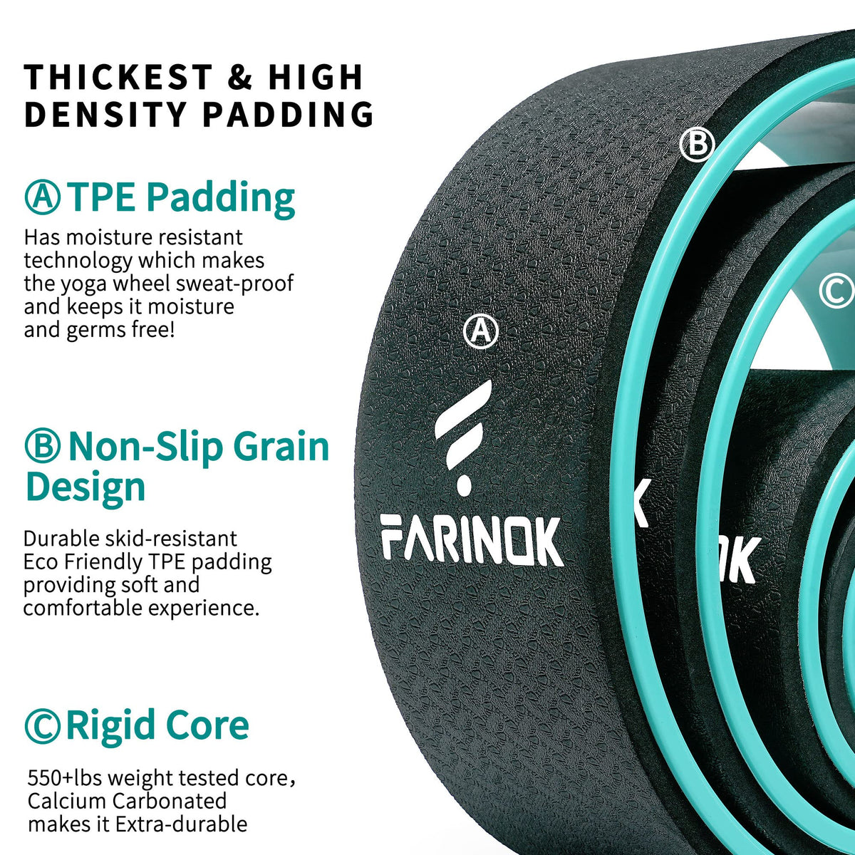 Yoga Wheel Set of 3+1, Upgraded 10MM Thick Back Wheels for Pain Relief
