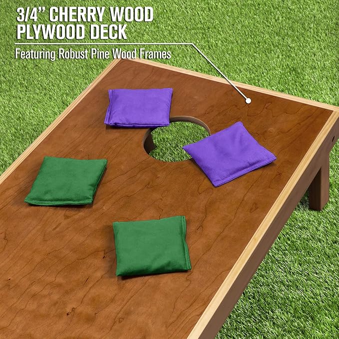 GoSports 4 ft x 2 ft Commercial Grade Cornhole Boards Set - Natural Wood Cornhole Boards, Choose