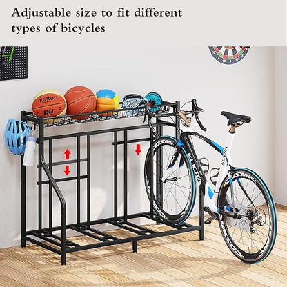 Bike Rack Storage Stand Organizer Floor Holds 4 Bicycle Parking Freestanding Adjustable Garage
