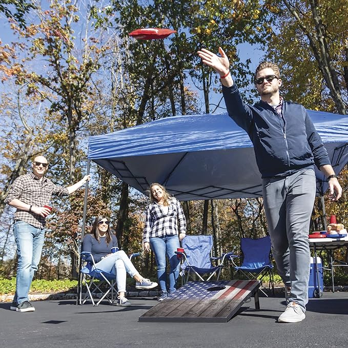 Wild Sports 2’x3’ or 2’x4’ Cornhole Outdoor Game Set, USA Flag or Natural Wood Options with Carry
