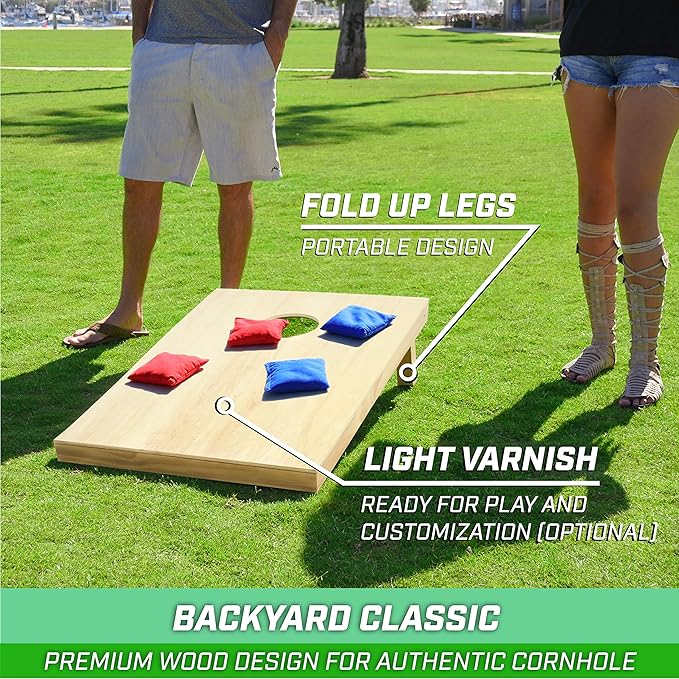 GoSports Solid Wood Premium Cornhole Sets - Choose 4 x 2 ft or 3 x 2 ft - Game Boards Include Set