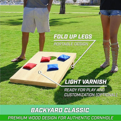 GoSports Solid Wood Premium Cornhole Sets - Choose 4 x 2 ft or 3 x 2 ft - Game Boards Include Set
