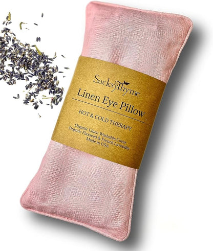 Organic Linen Eye Pillow - Lavender & Flaxseed for Relaxation, Yoga, Stress Relief - Microwavable