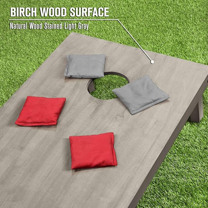 GoSports 4 ft x 2 ft Regulation Size Wooden Cornhole Boards Set - Includes Carrying Case and Bean