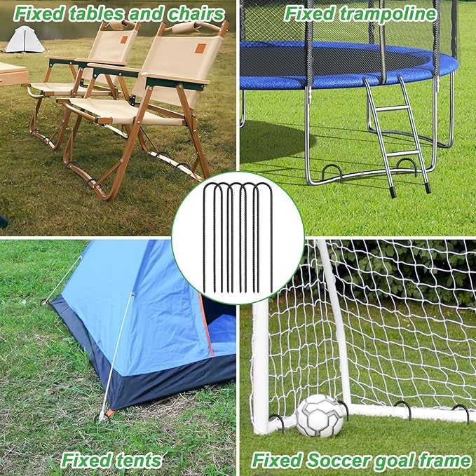 Gtongoko Trampolines Wind Stakes 16 Pack 16 Inch, 0.3 Inch Thick Heavy Duty U Shaped Rebar Tent