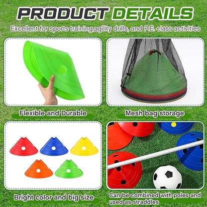 ShinyRelief Jumbo Disc Cones Jumbo Soccer Cones with Mesh Bag Giant Large Agility for Soccer