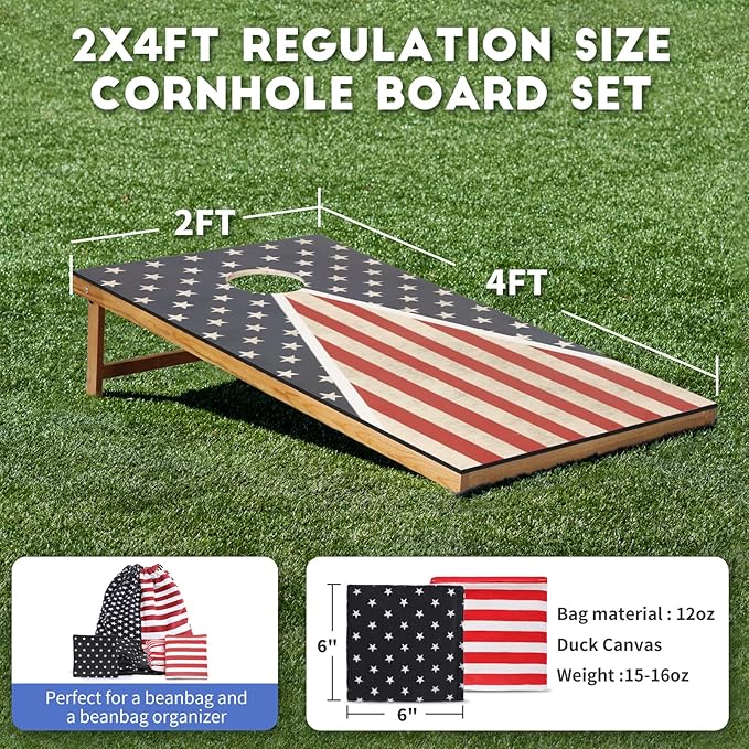 Cornhole Set, Corn Holes Outdoor Game, Regulation Cornhole Boards, Portable Cornhole Set, Classic
