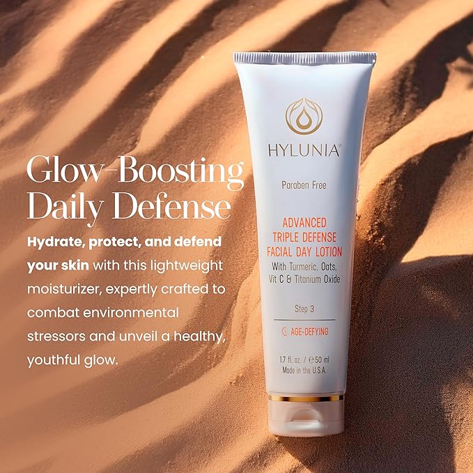 Hylunia Triple Defense Day Lotion | Age-Defying Moisturizer | Vitamin C, Turmeric & Titanium