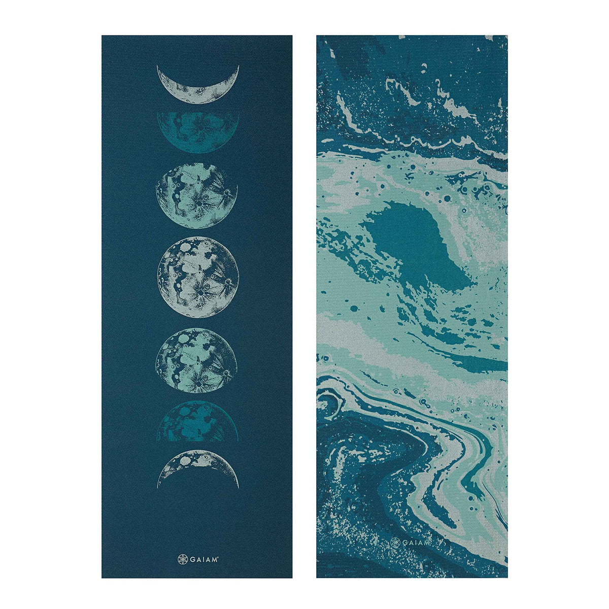 Gaiam Reversible Yoga Mat, 6mm Thick Print Mat (Lunar Wave)