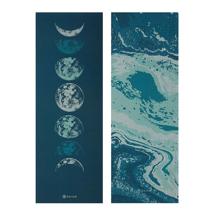 Gaiam Reversible Yoga Mat, 6mm Thick Print Mat (Lunar Wave)